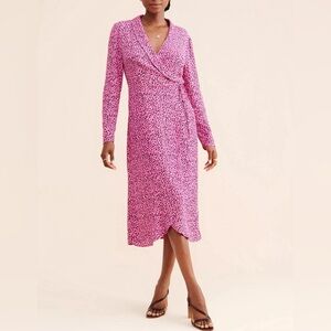 Anthropologie The Fifth Label Watermelon Spot Wrap Dress Size M Effortless Chic